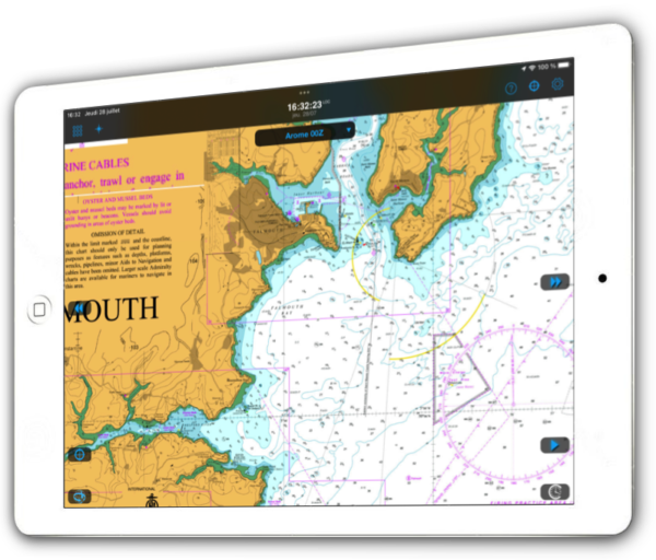 Les cartes numériques UKHO dans Weather4D